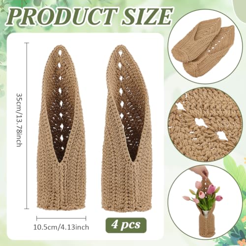 BENECREAT Suspension Macramé Plante Coton Beige Lot de 4