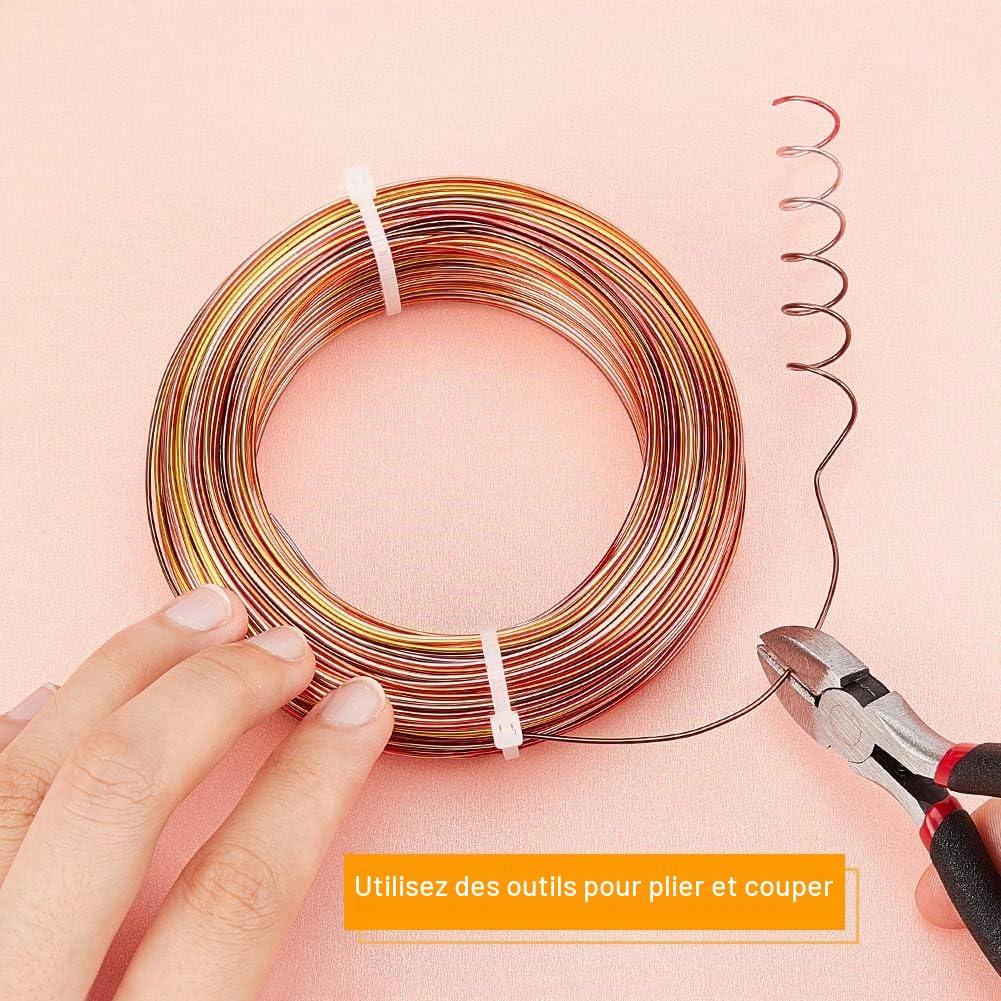 BENECREAT Fil Aluminium Bijoux 1mm 93m 5 Couleurs