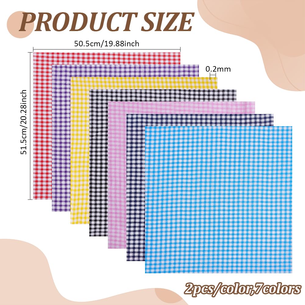 BENECREAT Coupon coton vichy multicolore 50,5x51,5cm lot 14