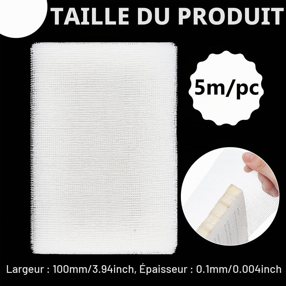 BENECREAT Toile Reliure Coton Blanc 5 m x 10 cm