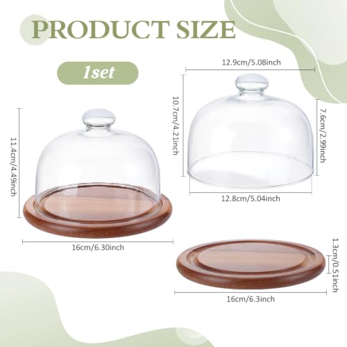 BENECREAT Présentoir à Gâteau Bois 16 cm Dôme Verre