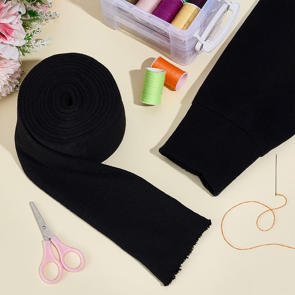 BENECREAT tissu tubulaire côtelé noir 2m pour poignets