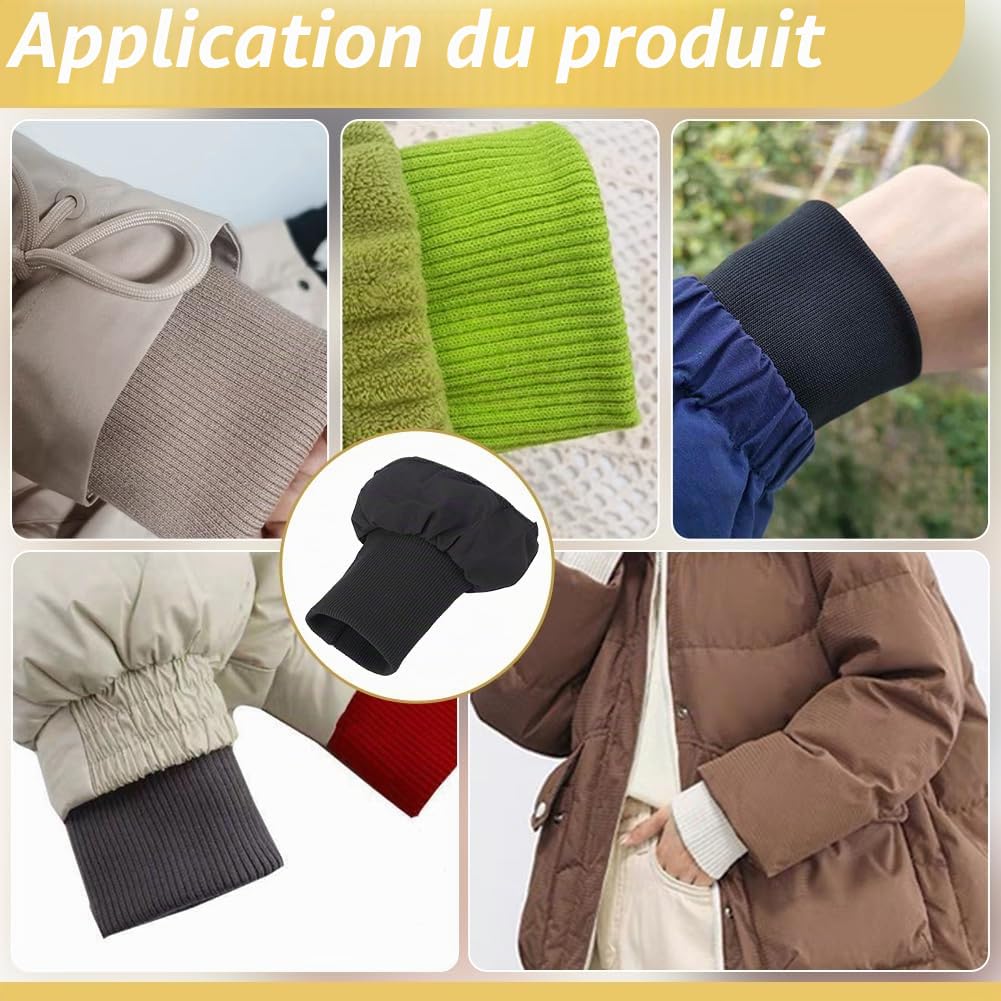 BENECREAT Manchettes Côtelées Noires 3 Paires Polyester