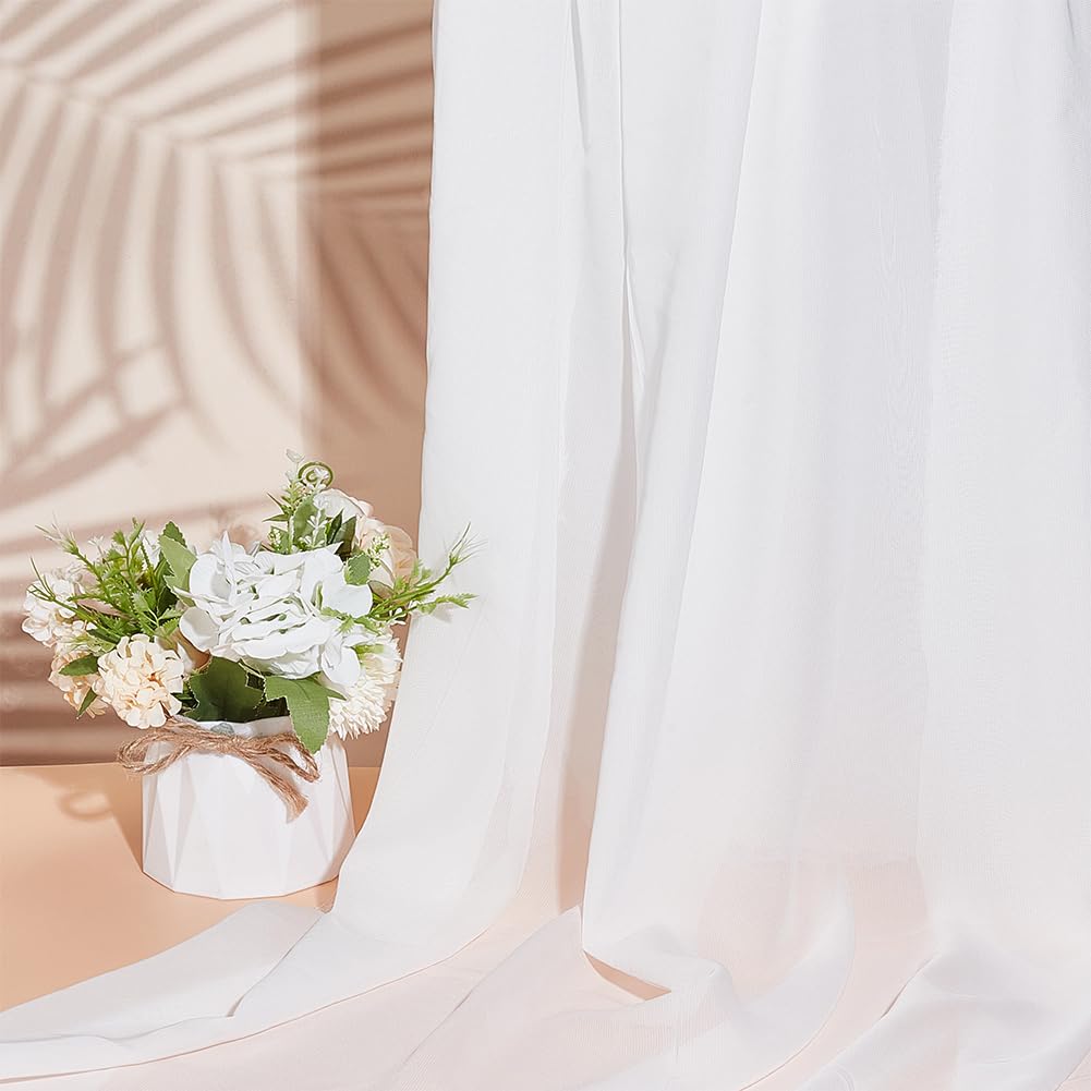 BENECREAT Mousseline tissu blanc 150cmx5m mariage