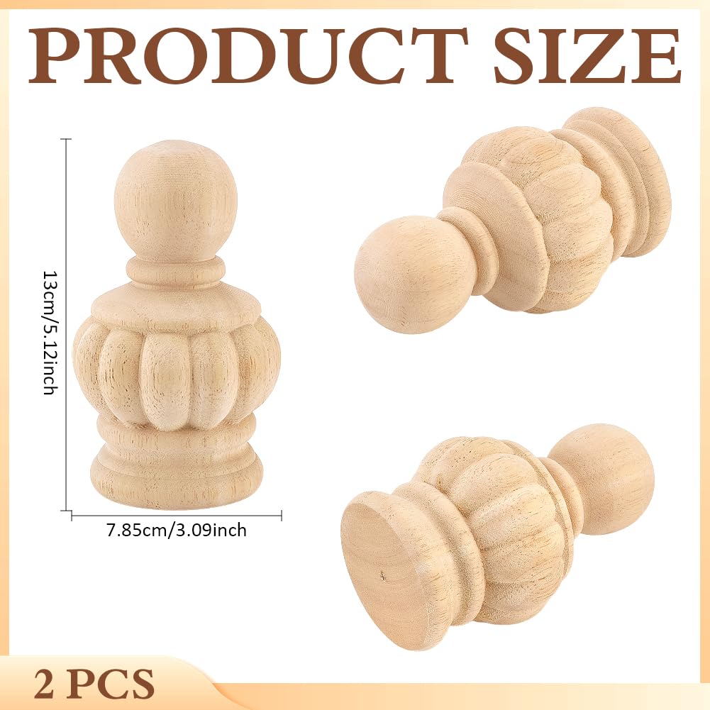 BENECREAT Embouts poteau bois hêtre 130x78,5mm lot 4 brut