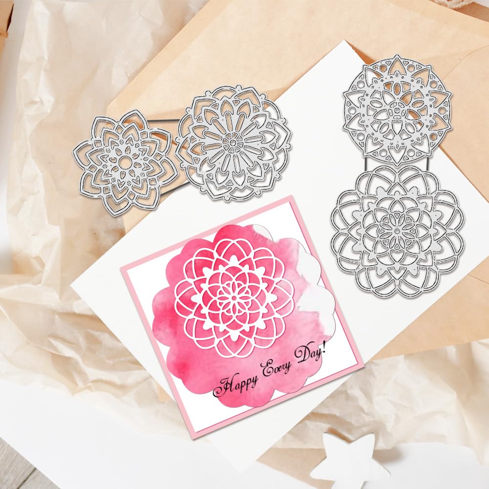 BENECREAT Matrices de Découpe Fleur Mandala 3D en Couches