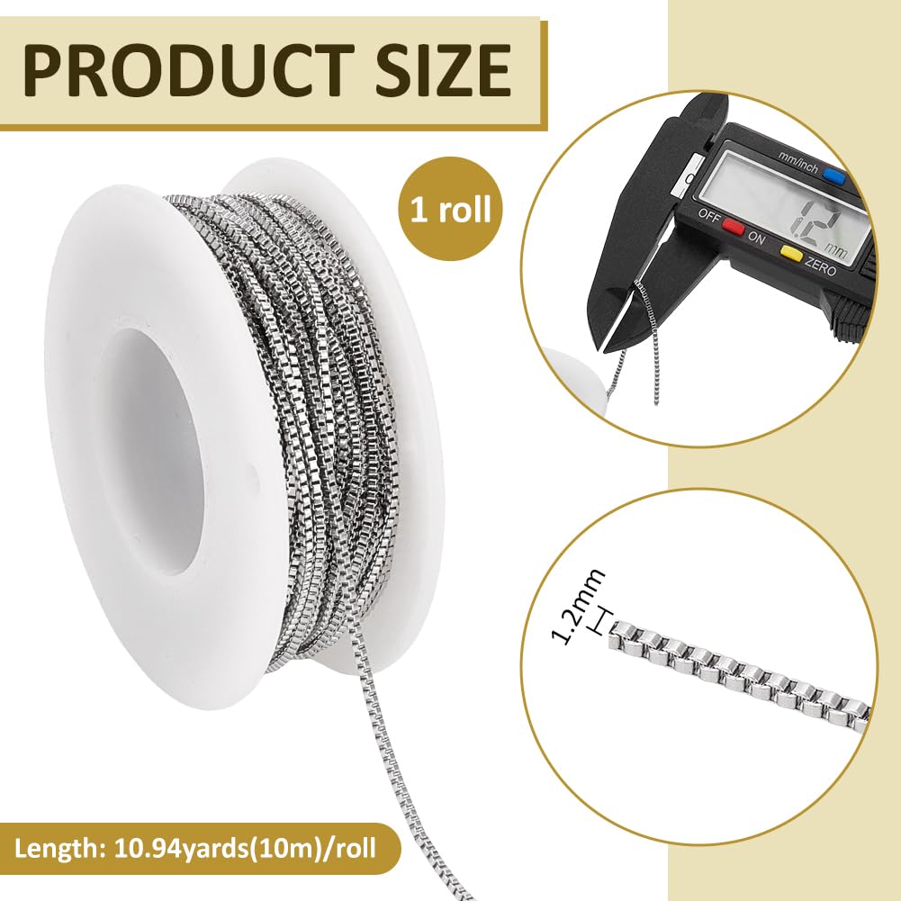 BENECREAT Chaîne Boîte Inox 10 m 1,2 mm Argenté
