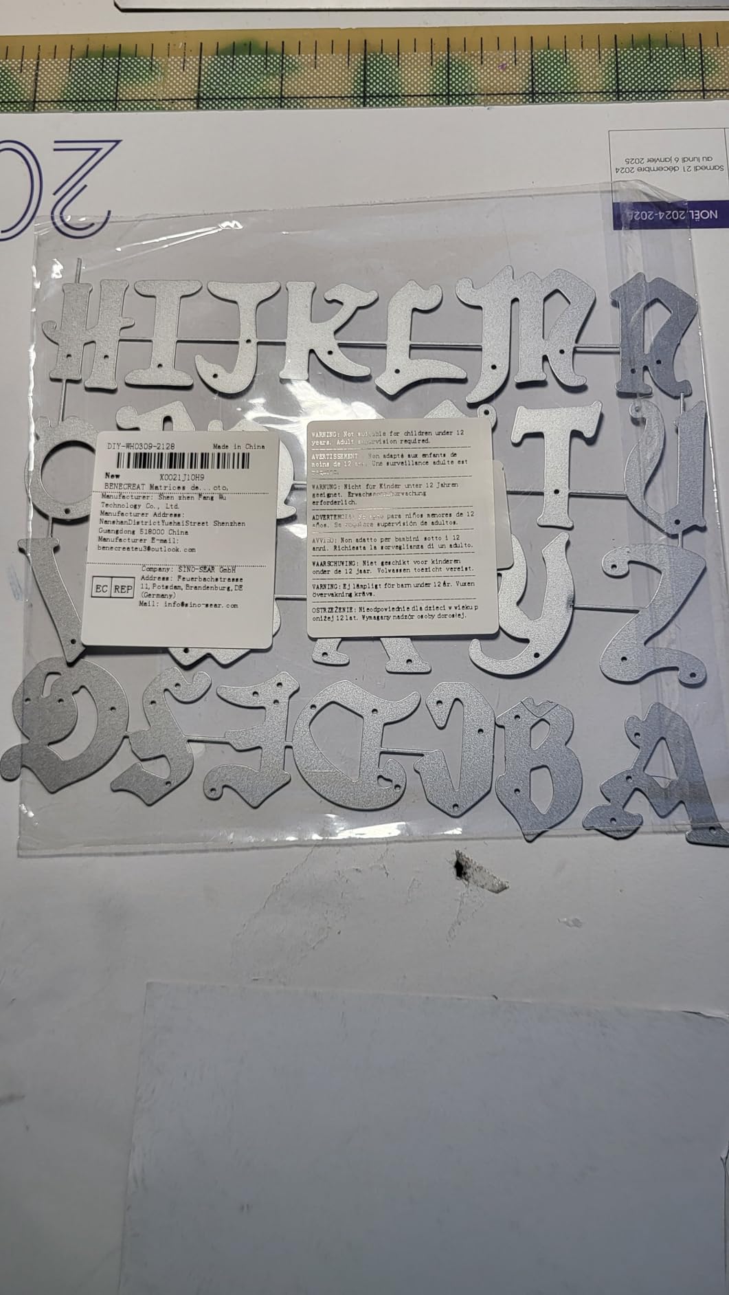 BENECREAT matrice de découpe alphabet vintage 26 lettres