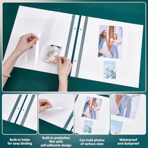 BENECREAT Pages Album Photo Autocollantes 12pcs Grand Format Blanc