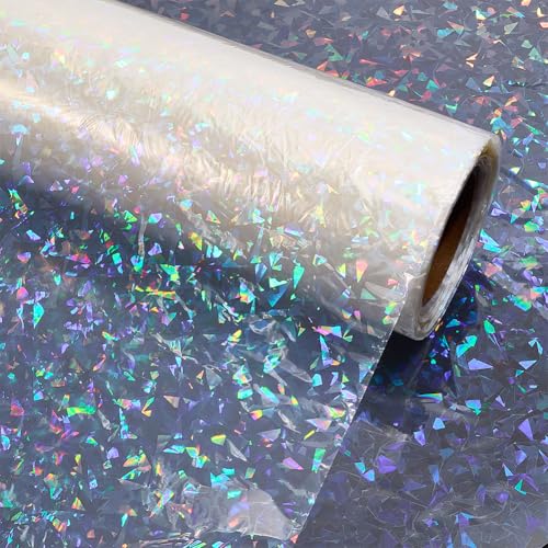 BENECREAT Film Vinyle Holographique Transparent Gemmes 20m x 30cm