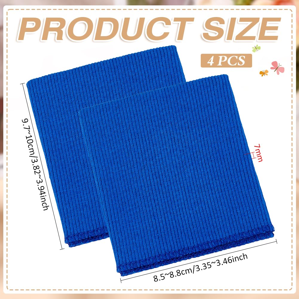 BENECREAT Manchettes Côtes Jersey Polyester Bleu Royal 4 pcs
