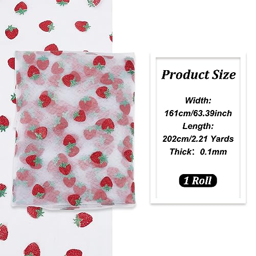 BENECREAT Tulle fraise blanc 3,65 m tissu maille dentelle