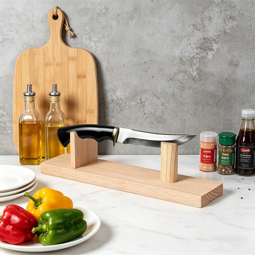 BENECREAT Présentoir à Couteaux 65 mm Bloc Bois Chêne