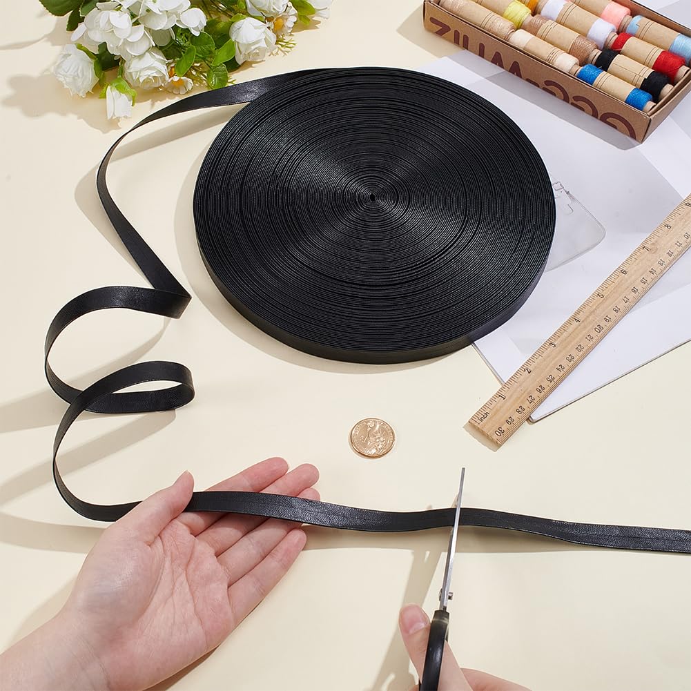 BENECREAT biais simili cuir noir 15mm 40m couture
