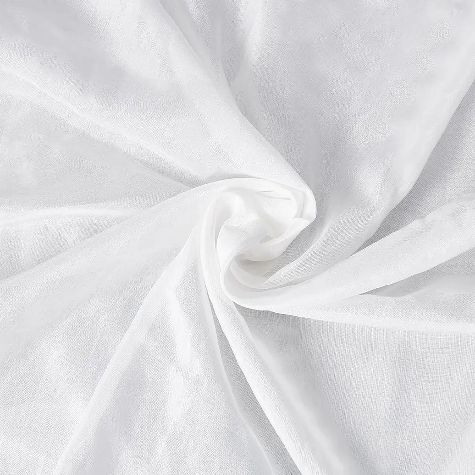 BENECREAT Tissu Organza Soie Blanc Pur 1mx1,4m