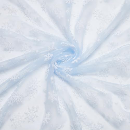 BENECREAT Tulle Flocon de Neige Bleu Clair 100x176 cm
