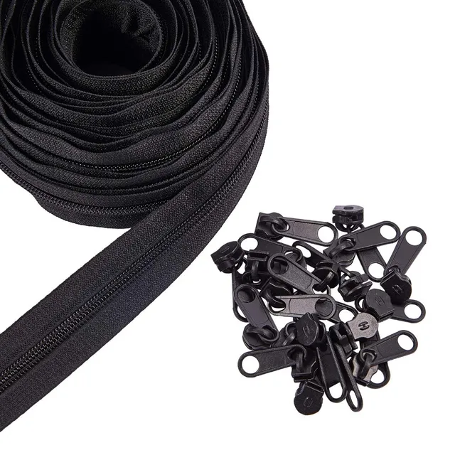 BENECREAT kit réparation fermeture éclair noir 20 curseurs + 10 m