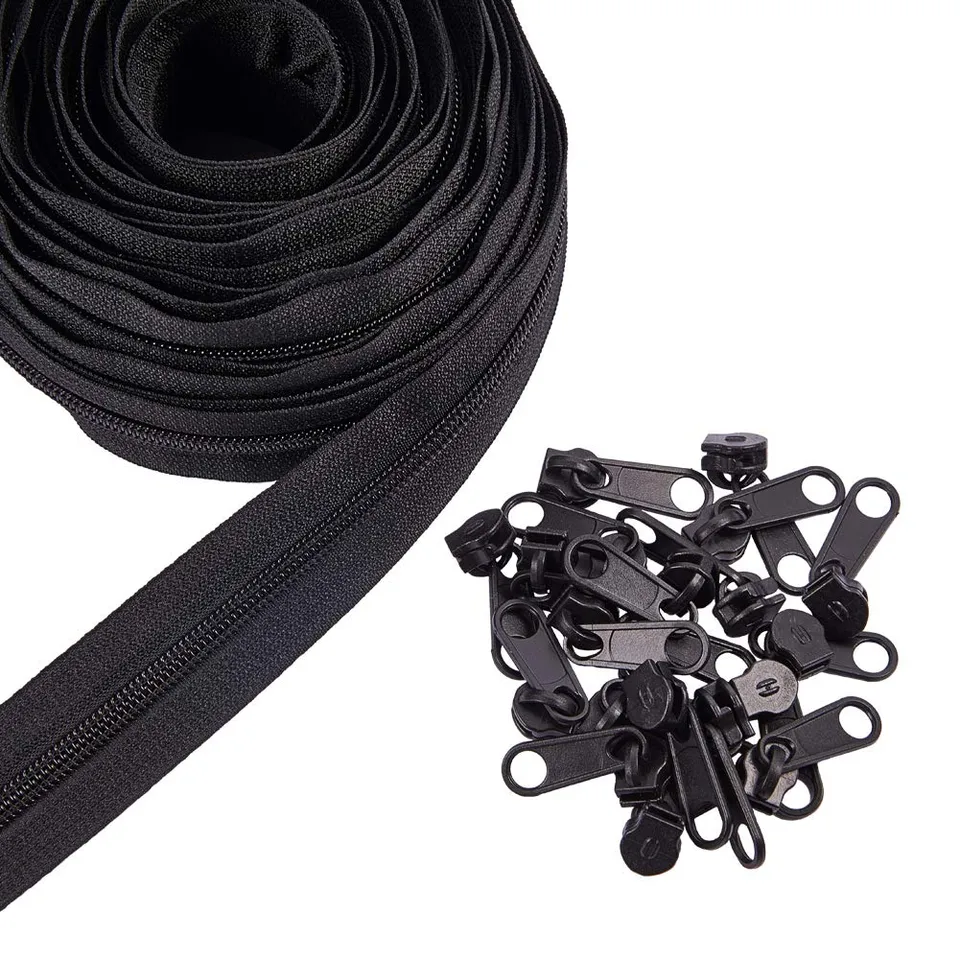 BENECREAT kit réparation fermeture éclair noir 20 curseurs + 10 m
