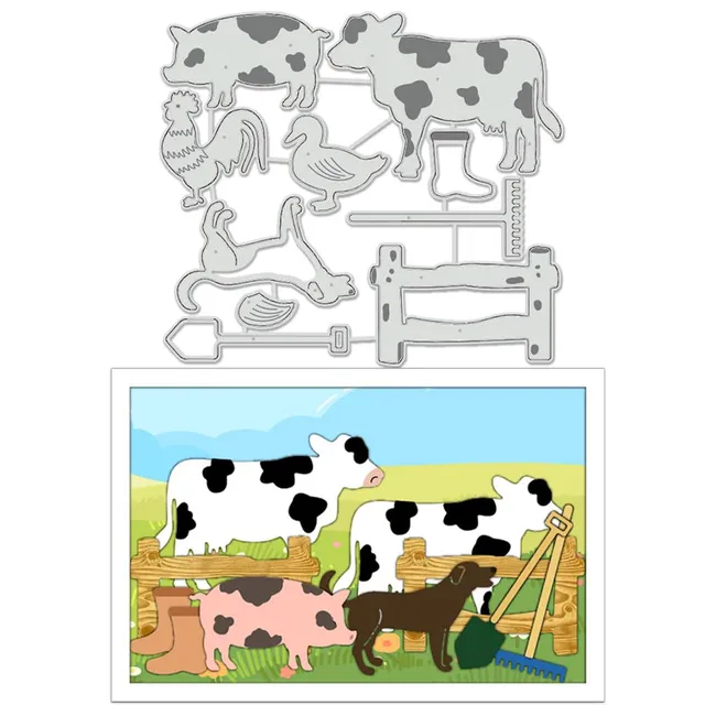 BENECREAT Animaux Ferme dies découpe scrapbooking cochon vache
