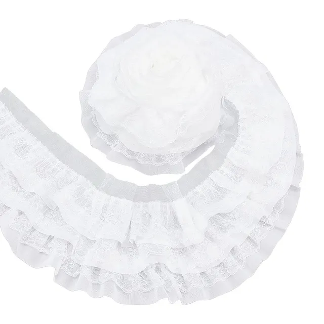 BENECREAT Dentelle Volants Blanche 13cm x 2,5m Mousseline