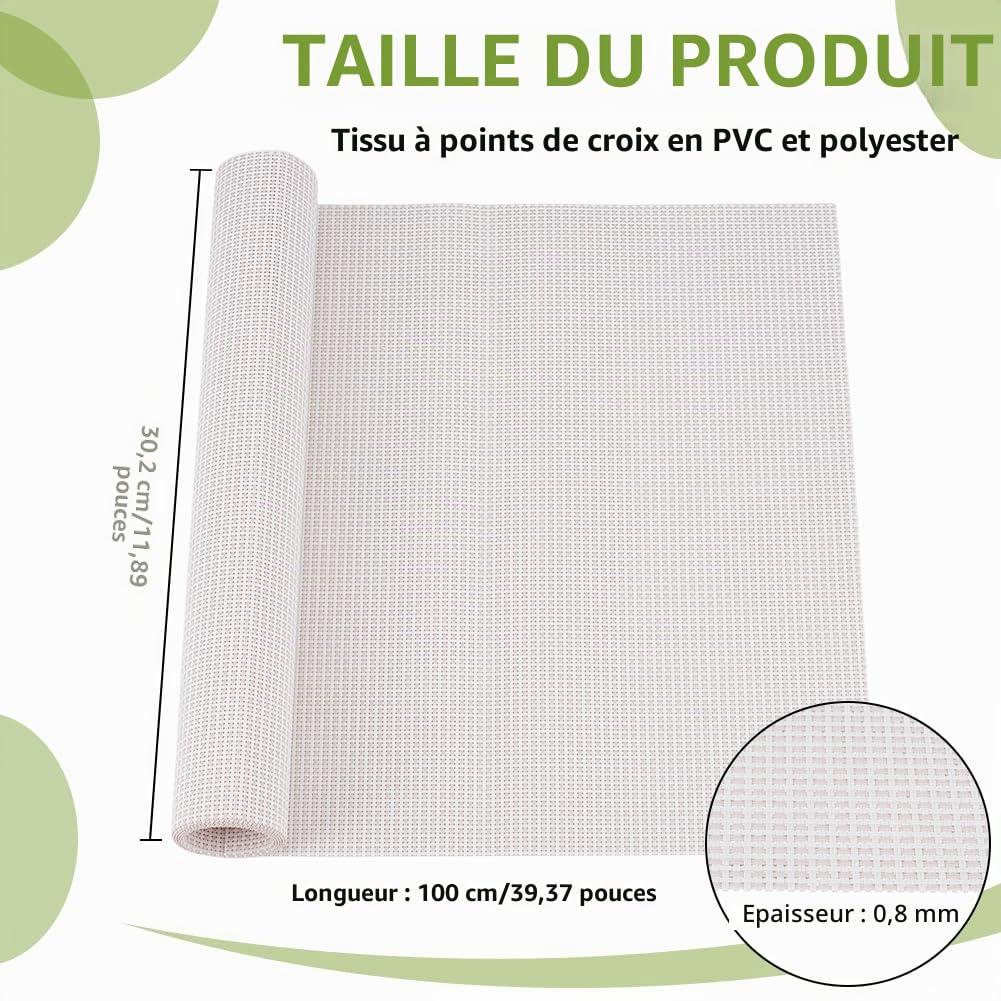 BENECREAT 14CT Toile Aida Plastique Neige 100x30cm