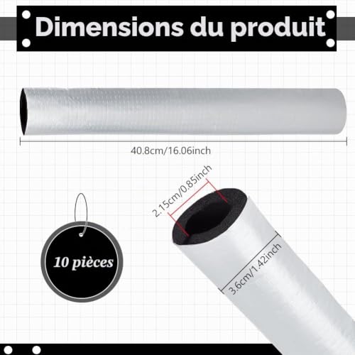 BENECREAT isolation tuyau mousse adhésive 21,5mm lot 10