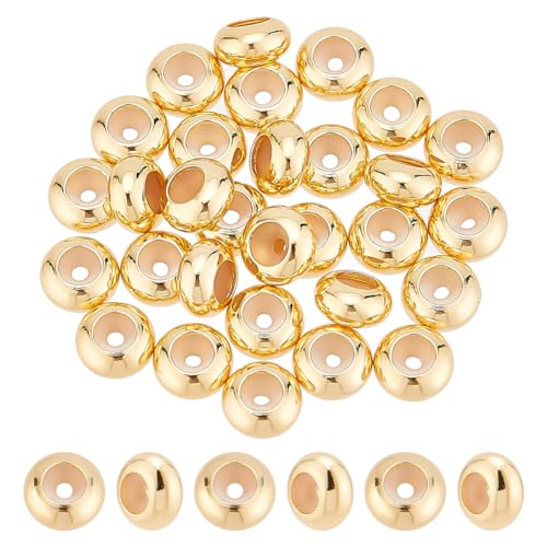 BENECREAT Perles Laiton Plaqué Or 18K 30 pcs perles rondelle stop