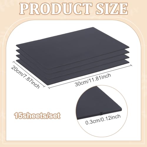 BENECREAT feuilles mousse PVC noires 30x20cm lot 15