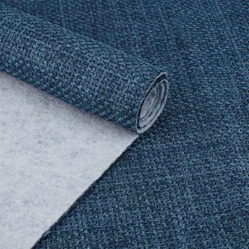 BENECREAT tissu lin polyester bleu 1,45m épais 1mm