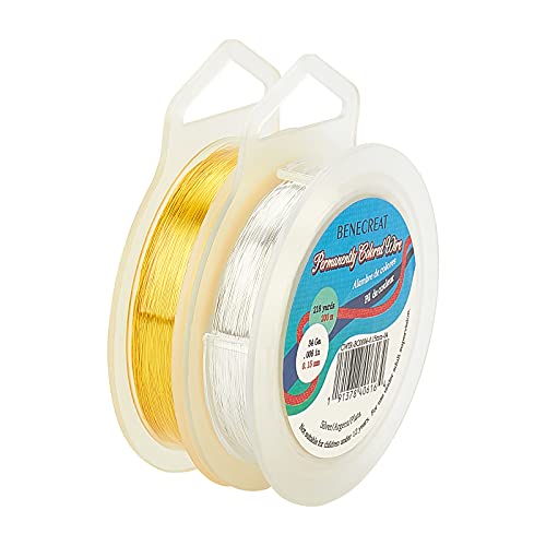BENECREAT Fil Cuivre 0.15mm Bijoux Or Argent 2x200m