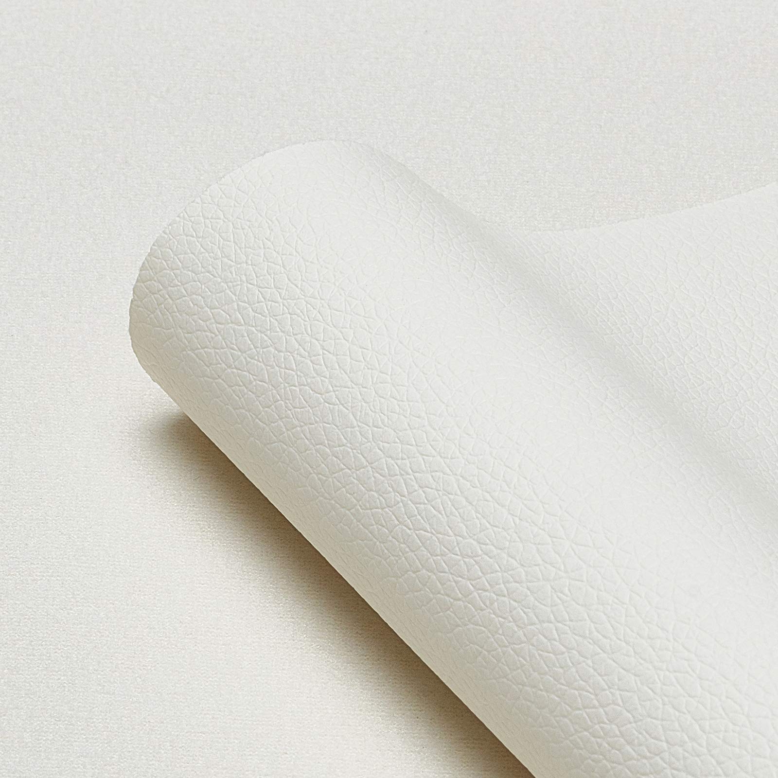 BENECREAT tissu simili cuir blanc 33x140cm litchi