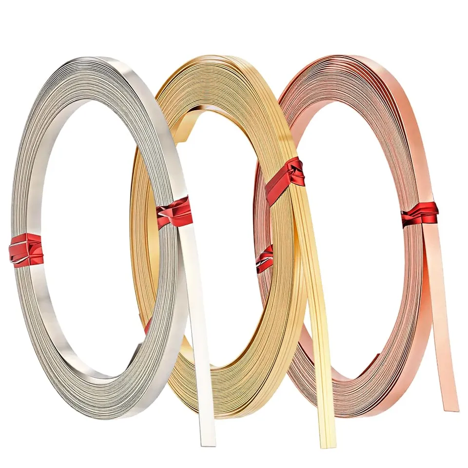 BENECREAT Fil Cuivre Plat 3x0.2mm Fil Bijoux 18m 3 Couleurs