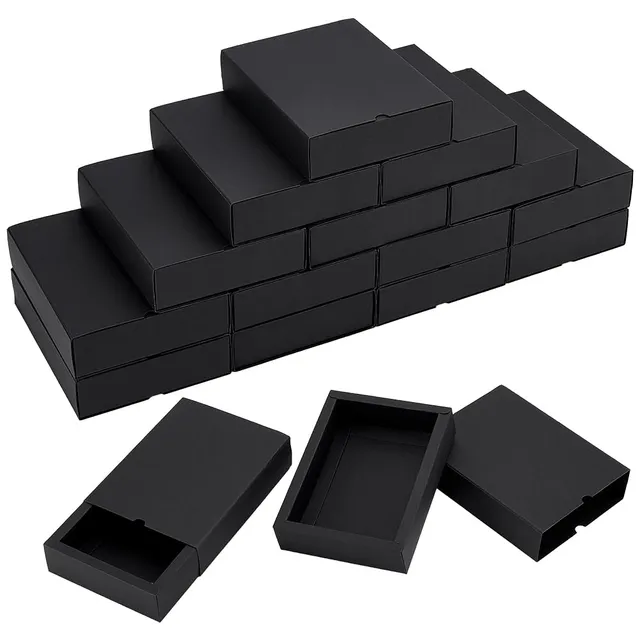 BENECREAT Boîtes Tiroirs Papier noires 20pcs 17,5x13x4cm