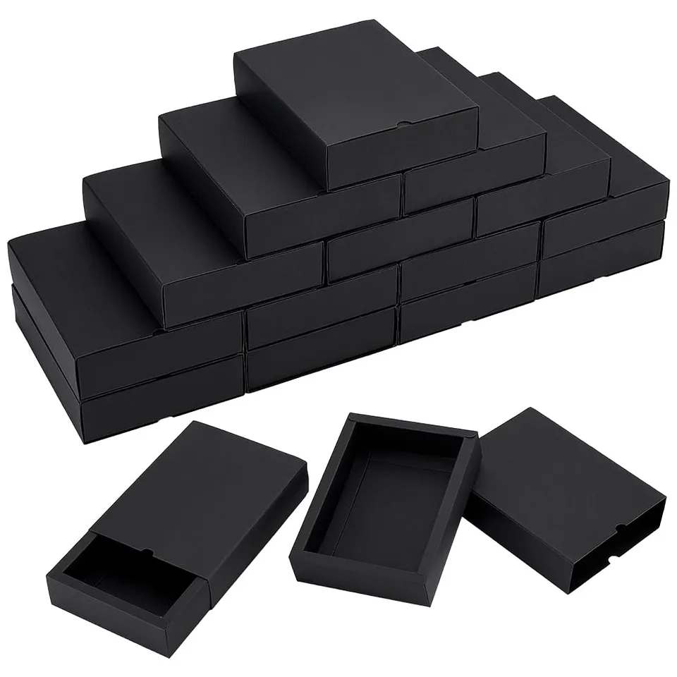 BENECREAT Boîtes Tiroirs Papier noires 20pcs 17,5x13x4cm