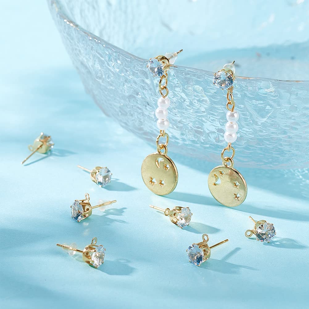 BENECREAT Clous d’oreilles plaqué or 14K zircon 12 paires