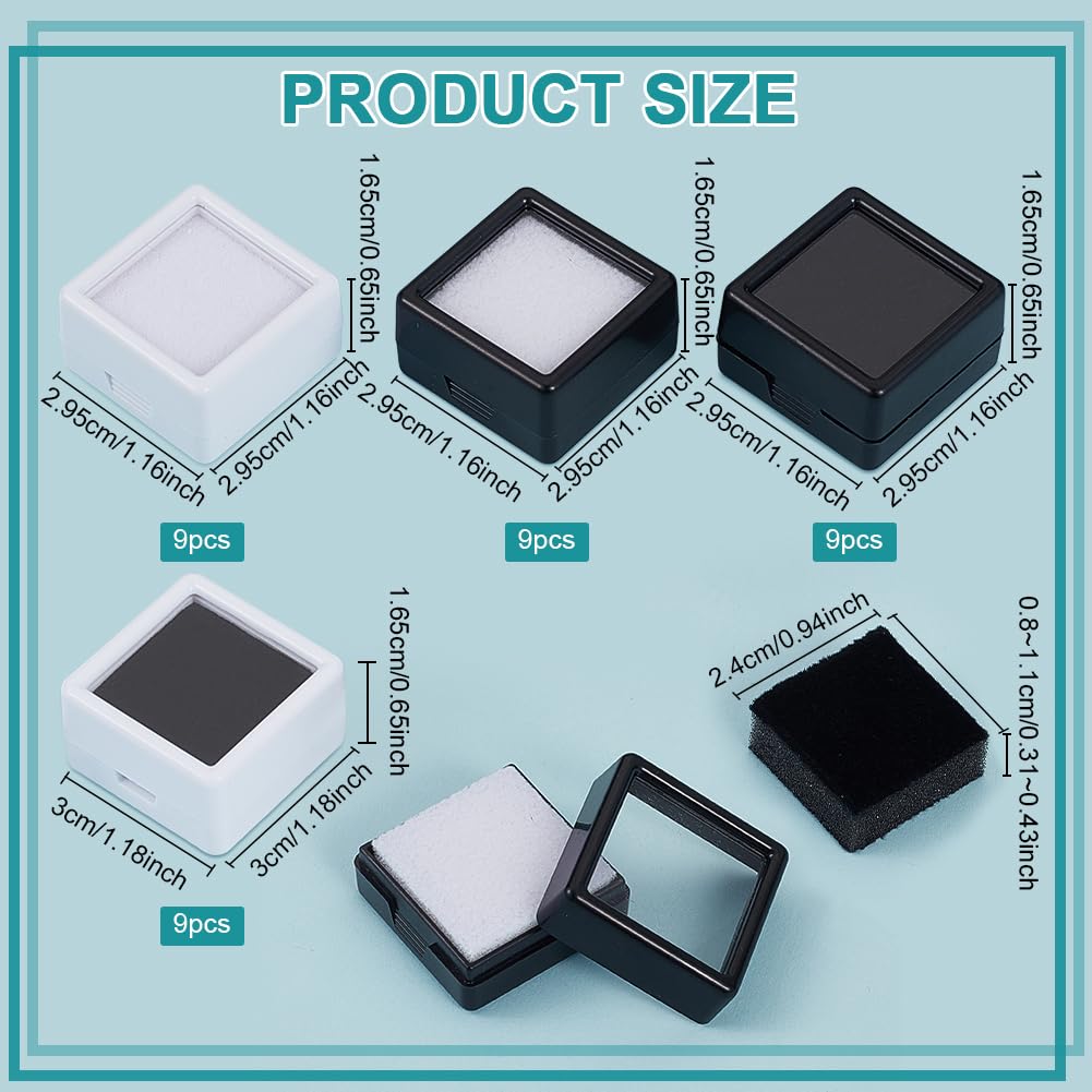 BENECREAT Boîte présentation bijoux 36 pcs 2,4 cm transparent