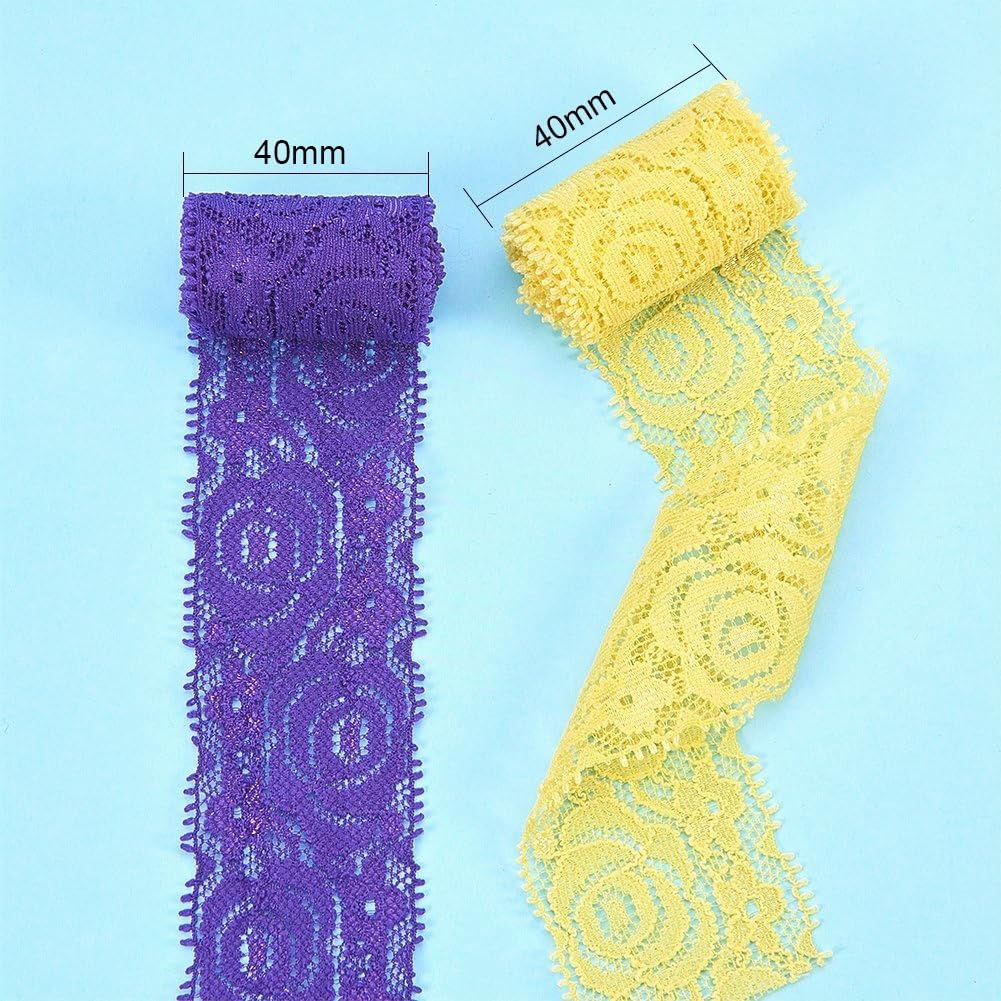 BENECREAT 18 Couleurs Ruban Dentelle Élastique 40mm 18 Yards