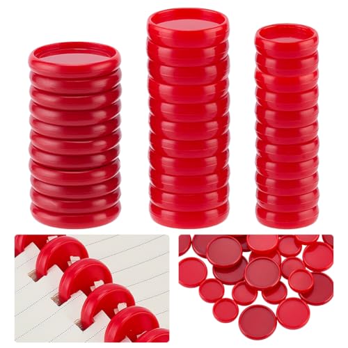 BENECREAT Disques Reliure Plastique Rouges 33pcs 15.5/21/24mm