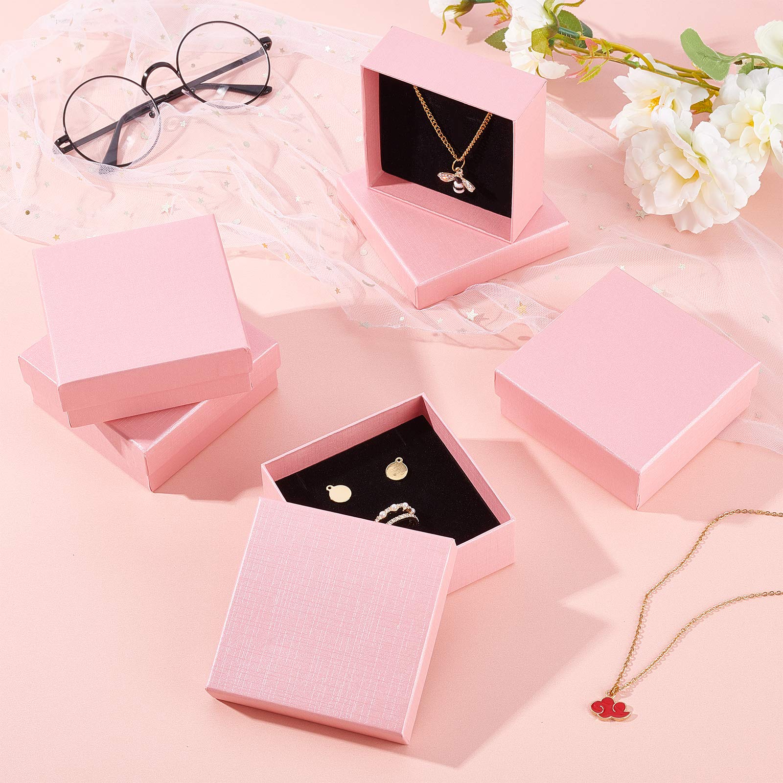 BENECREAT Boîte Bijoux Carton Kraft Rose 9x8,8 cm x12