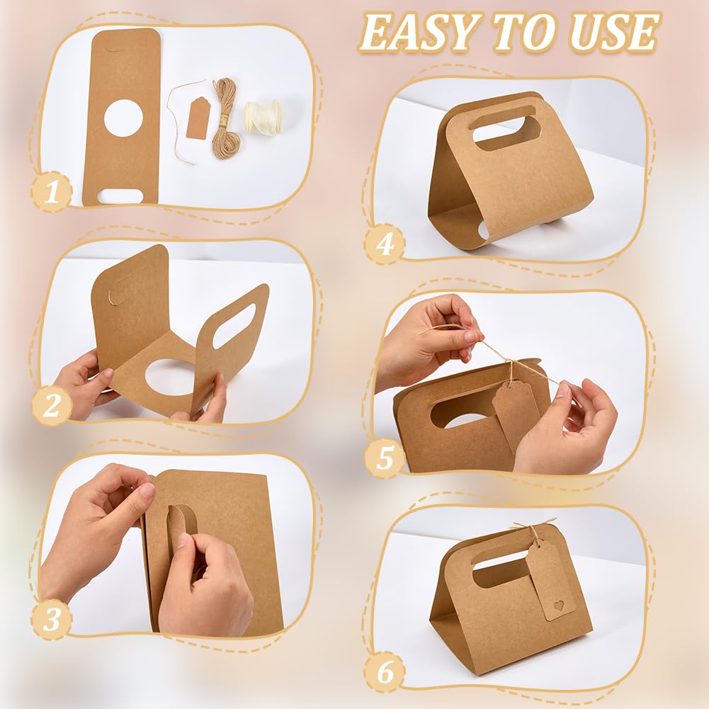 BENECREAT Porte-Gobelets Papier Kraft Poignée x24 Trou 8cm