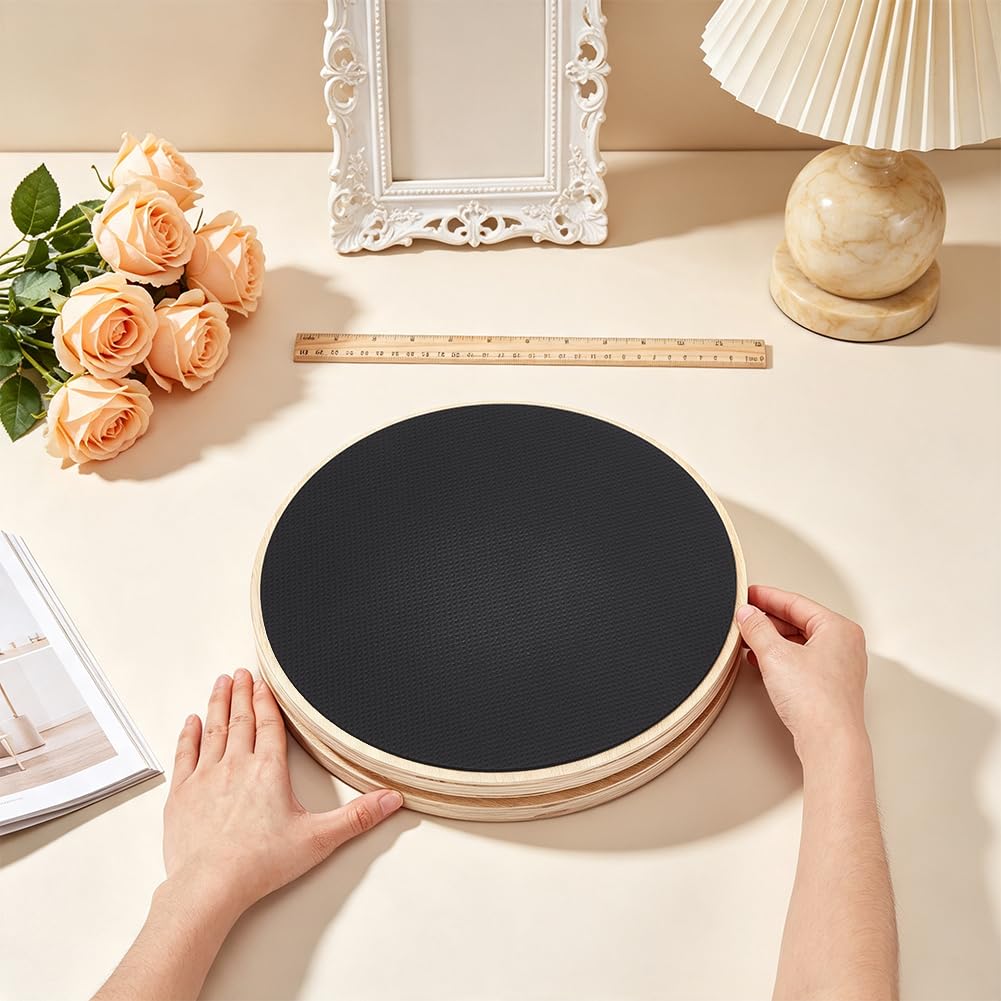 BENECREAT Planche Équilibre Bois Base Ronde 288mm Noir