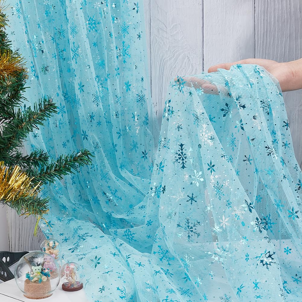 BENECREAT tulle flocon neige bleu ciel 3x1,5 m