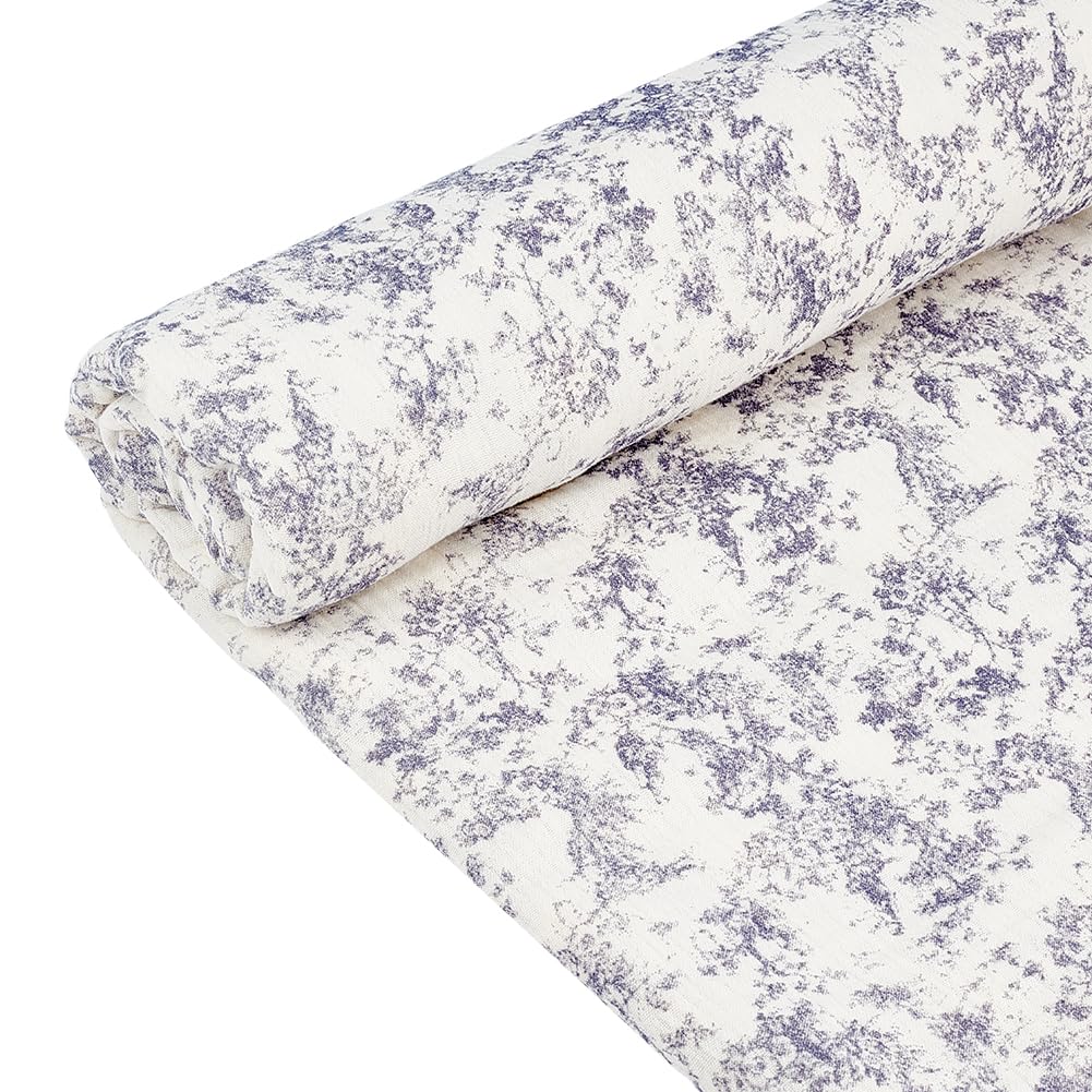 BENECREAT double gaze tissu coton 3m fleurs pecher encre
