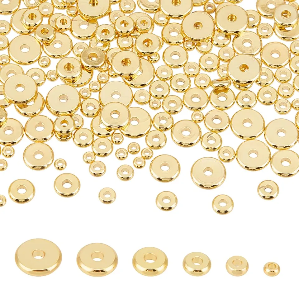 BENECREAT Perles intercalaires laiton or 18ct 210pcs 3-8mm