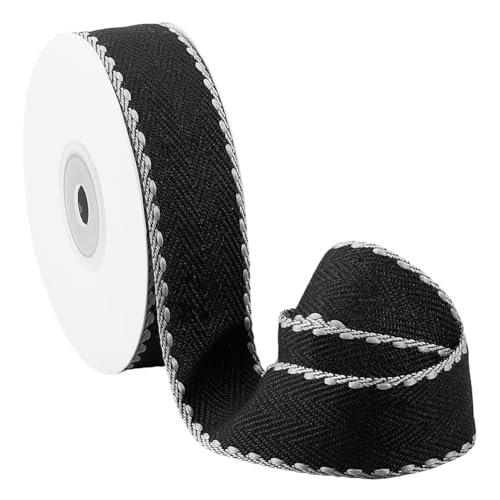BENECREAT Ruban Rayures Polyester Noir 25mm 9,14m