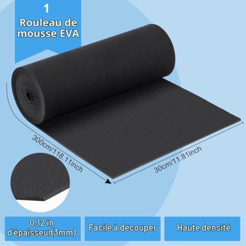 BENECREAT Mousse EVA Noire Rouleau 300x30cm 4mm Cosplay