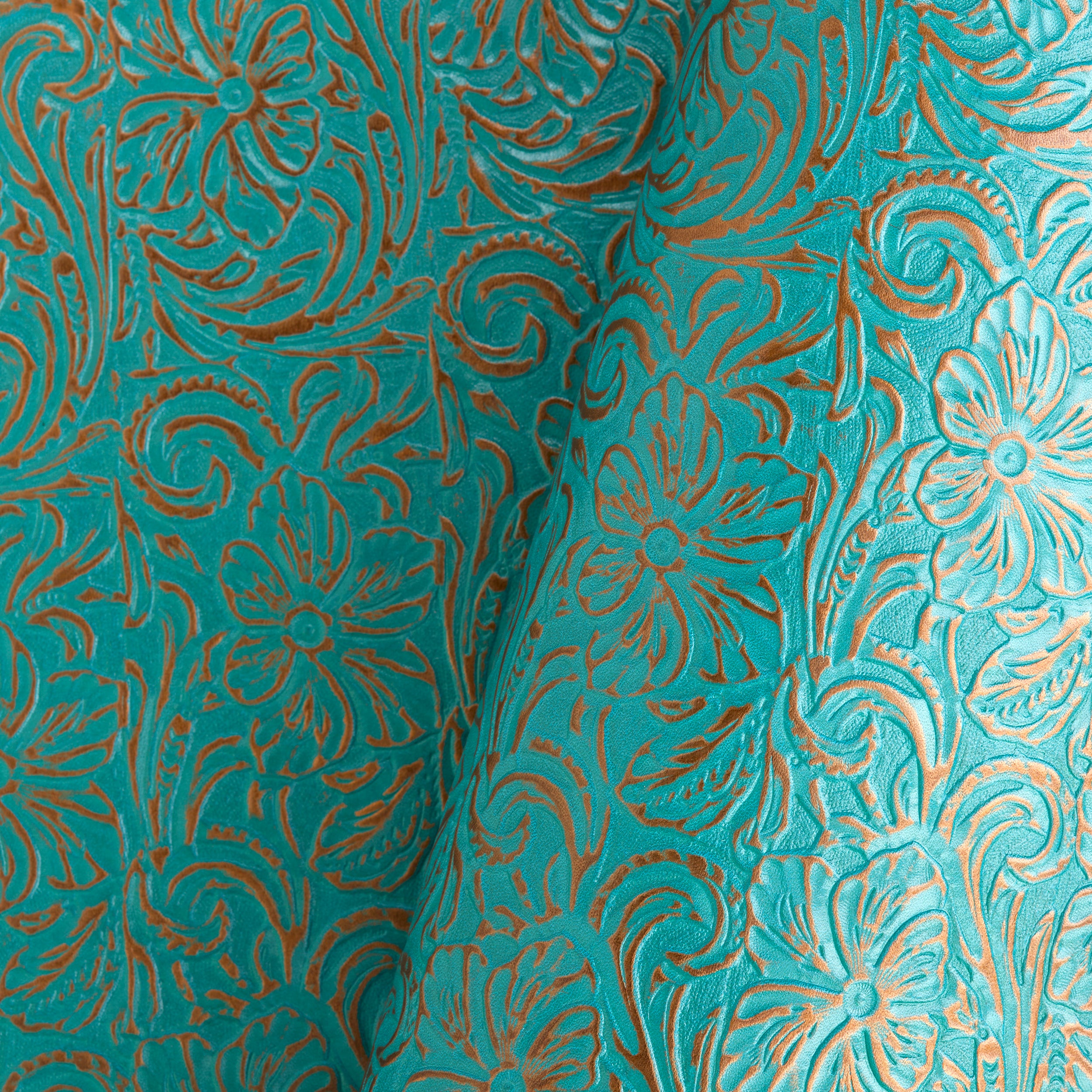 Tandy Leather épaule cuir turquoise floral métallisé 5-8,5 pi