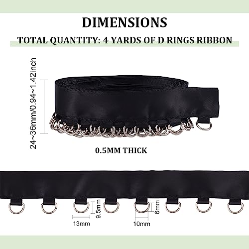 BENECREAT Ruban œillets noir laçage 3,65 m 24 mm
