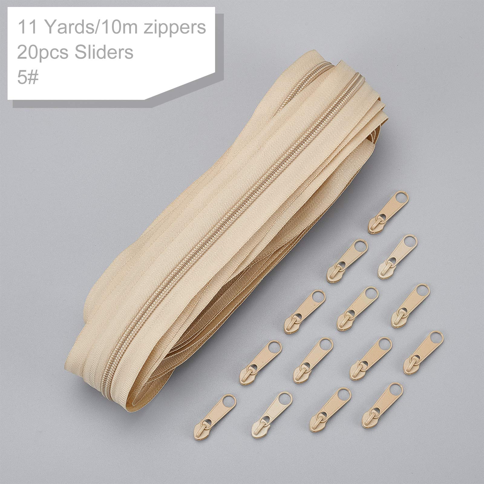 BENECREAT fermeture éclair nylon #5 bois bohu 10 m +20 curseurs