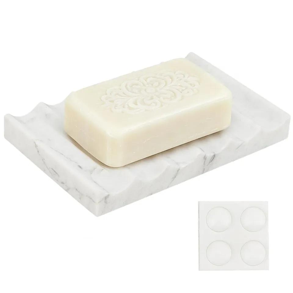 BENECREAT porte-savon marbre blanc 124x80mm vague